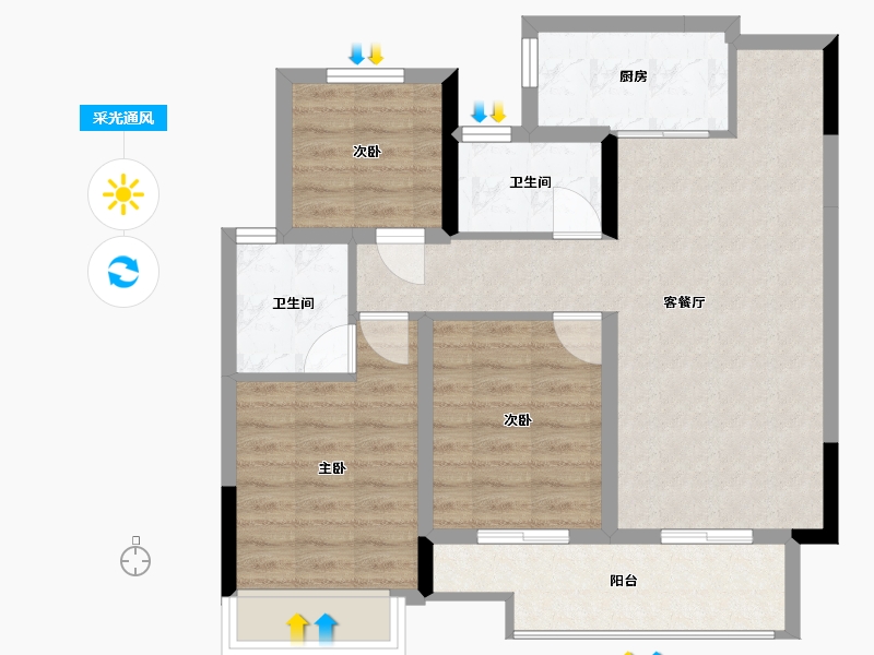 山东省-菏泽市-永顺国际花园-118.00-户型库-采光通风