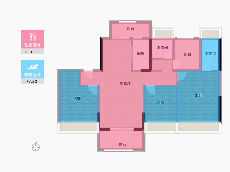 广东省-江门市-越秀滨江·华悦-98.00-户型库-动静分区