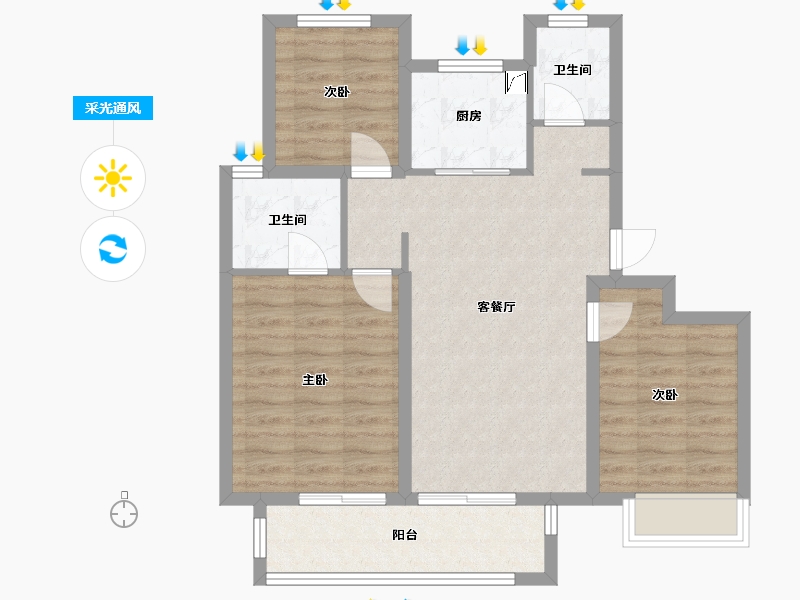 浙江省-杭州市-融创森与海之城-91.00-户型库-采光通风