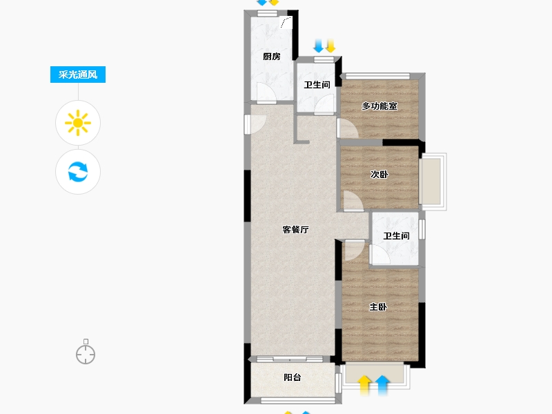 广东省-中山市-新力帝泊湾-80.00-户型库-采光通风