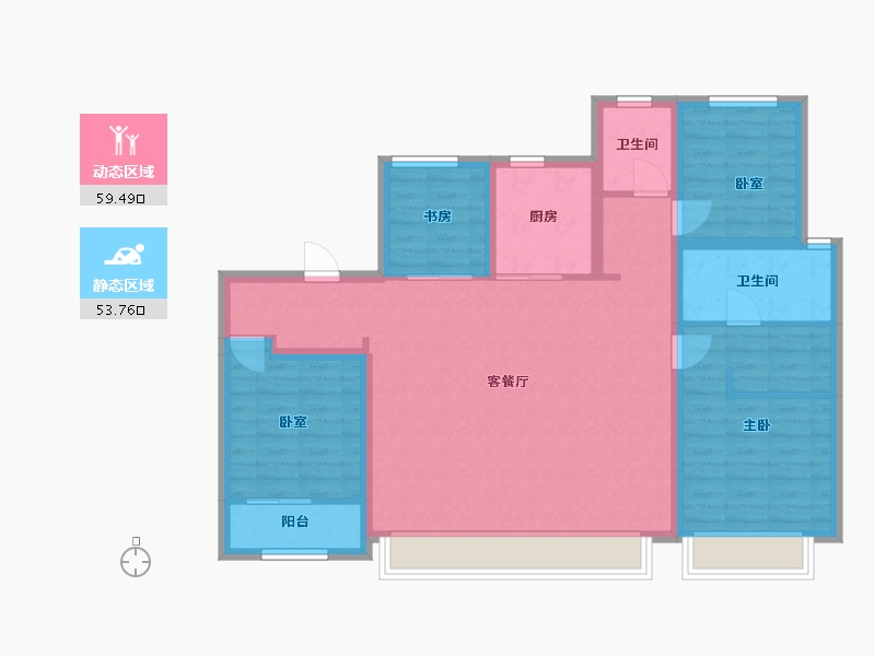 陕西省-西安市-融创时代奥城-114.32-户型库-动静分区