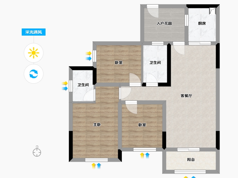 四川省-南充市-嘉洲华郡-78.00-户型库-采光通风