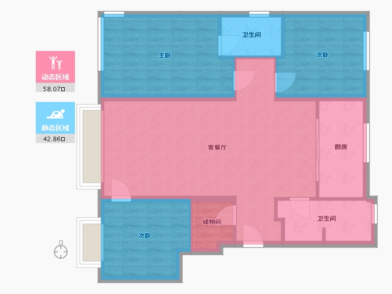 辽宁省-本溪市-世纪金阳-100.00-户型库-动静分区