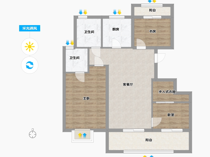 浙江省-宁波市-金地悦虹湾-79.00-户型库-采光通风