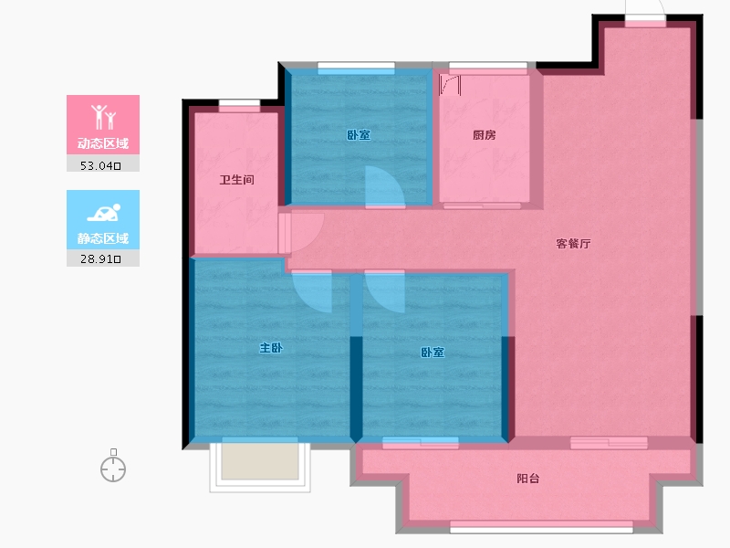 浙江省-湖州市-融创·樾宸府-72.00-户型库-动静分区