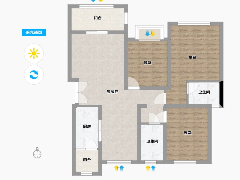 四川省-广安市-公园壹号-104.00-户型库-采光通风