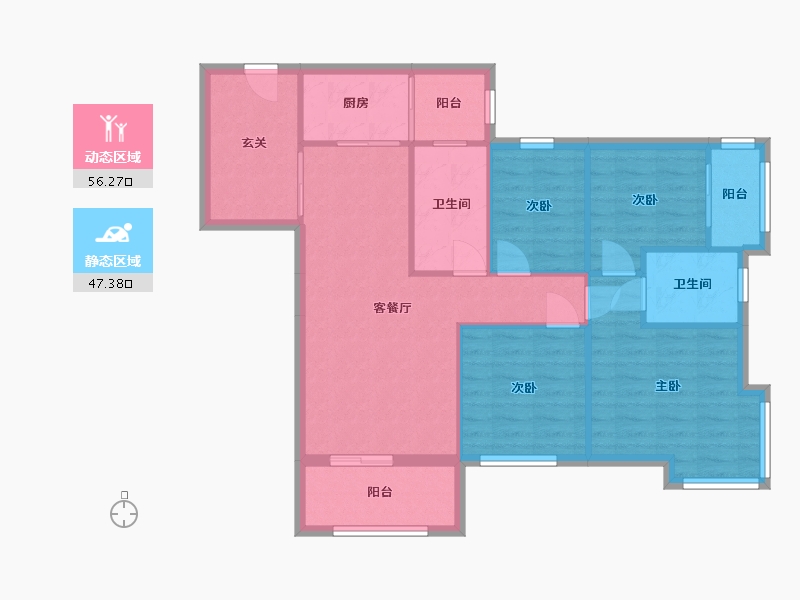 重庆-重庆市-领袖边城-130.00-户型库-动静分区