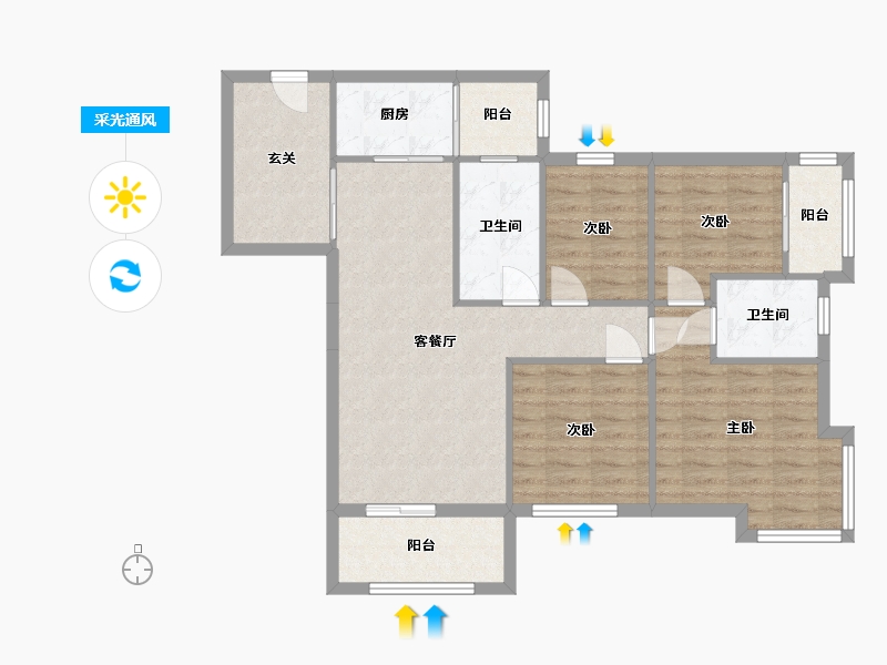 重庆-重庆市-领袖边城-130.00-户型库-采光通风