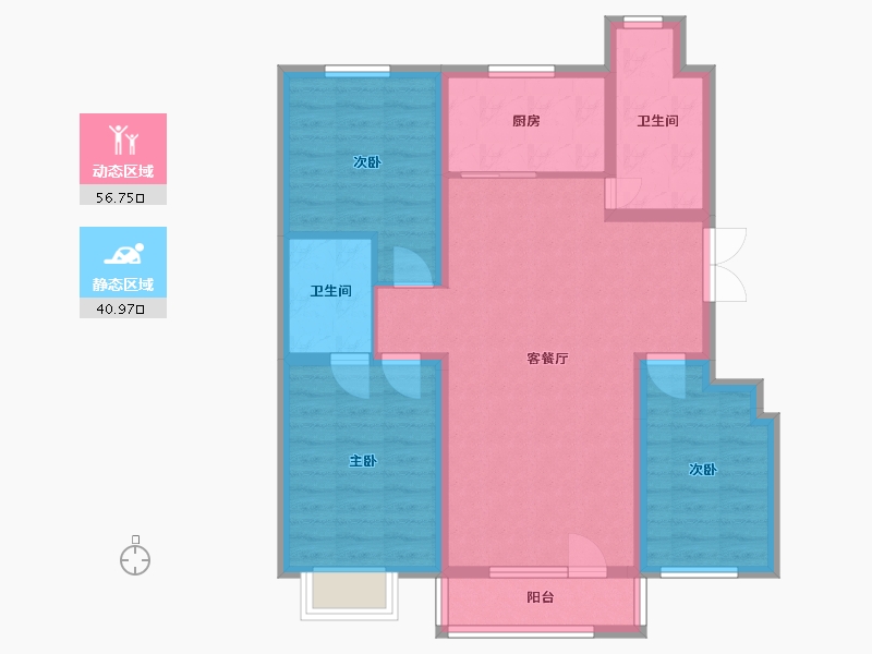 辽宁省-盘锦市-鑫华锦府-80.00-户型库-动静分区