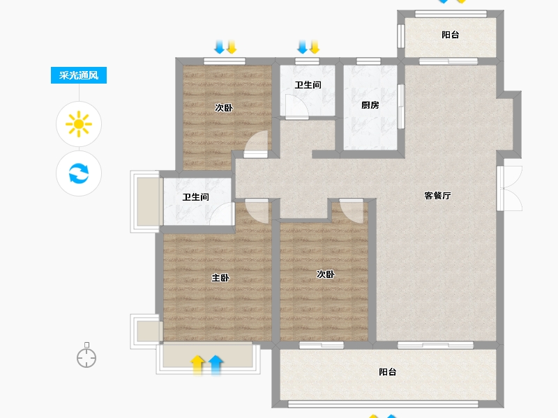 河南省-安阳市-鼎胜银河湾-110.00-户型库-采光通风