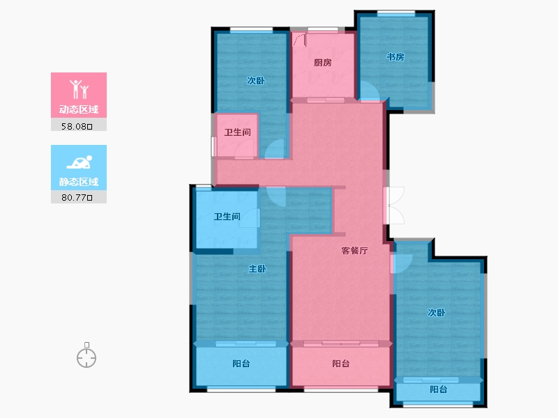 陕西省-西安市-旺座城-海德堡PARK-132.00-户型库-动静分区