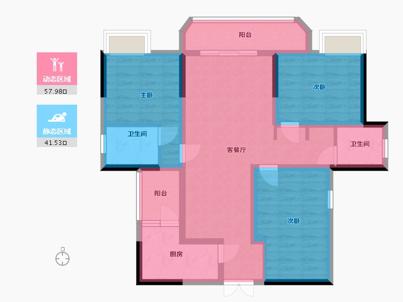 四川省-攀枝花市-攀东雅居-96.10-户型库-动静分区