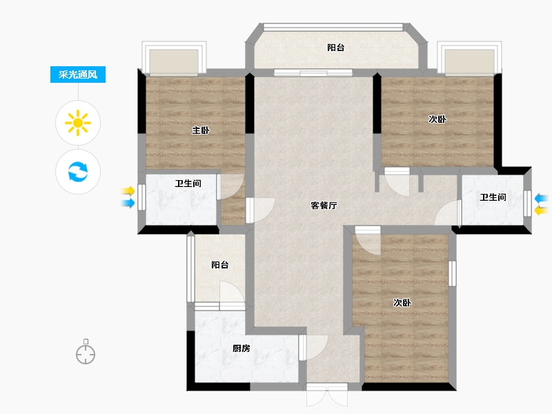 四川省-攀枝花市-攀东雅居-96.10-户型库-采光通风