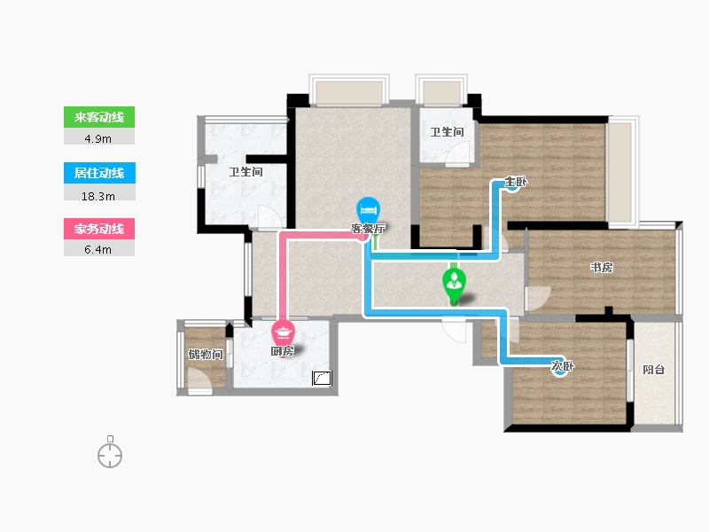 浙江省-温州市-昆玉华府-120.00-户型库-动静线