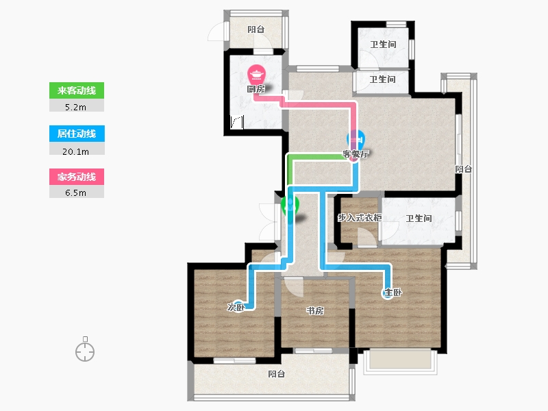 浙江省-温州市-昆玉华府-120.00-户型库-动静线