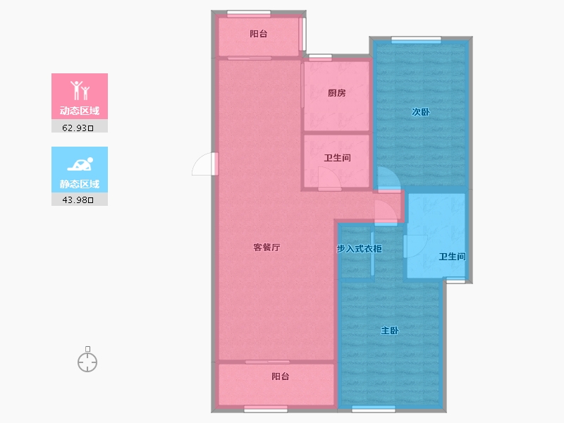 黑龙江省-哈尔滨市-金色江湾-129.00-户型库-动静分区