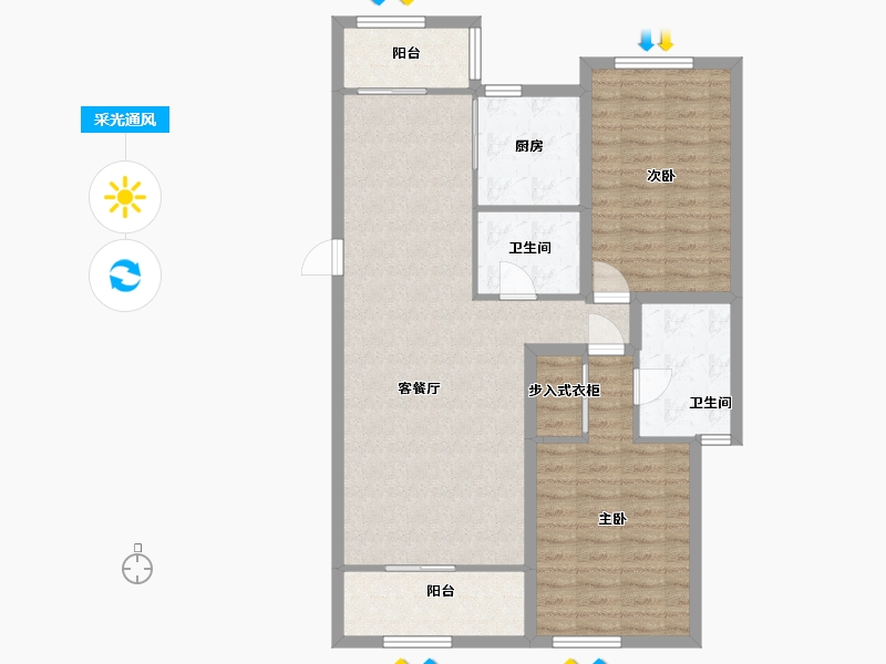 黑龙江省-哈尔滨市-金色江湾-129.00-户型库-采光通风