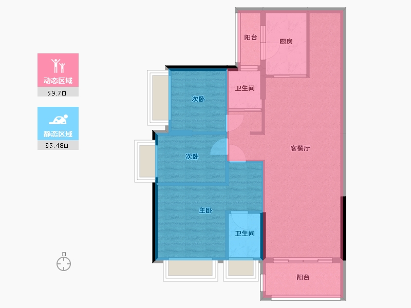 贵州省-贵阳市-碧桂园·西南上城-紫御府组团-89.00-户型库-动静分区