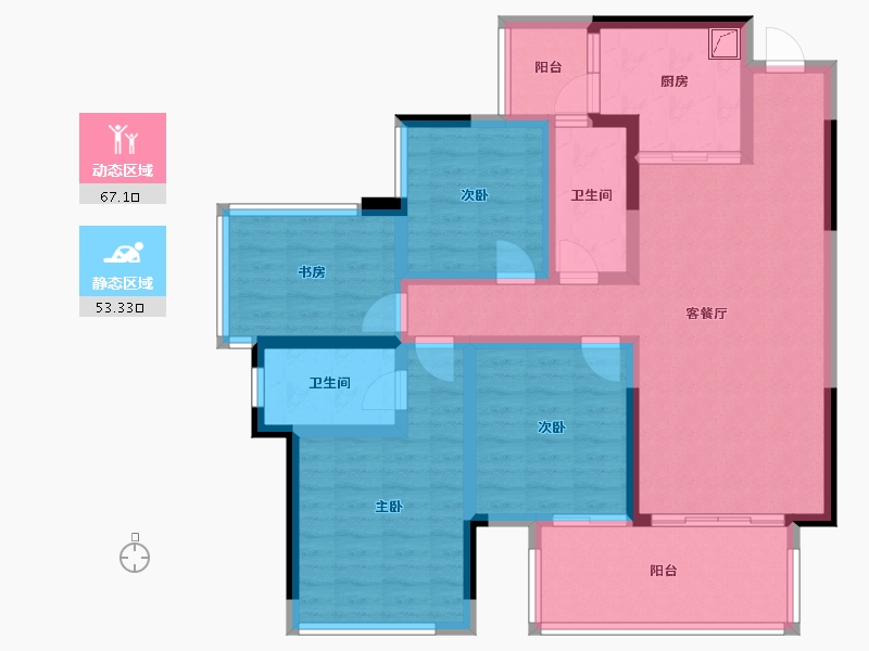 广西壮族自治区-南宁市-彰泰学府-75.00-户型库-动静分区