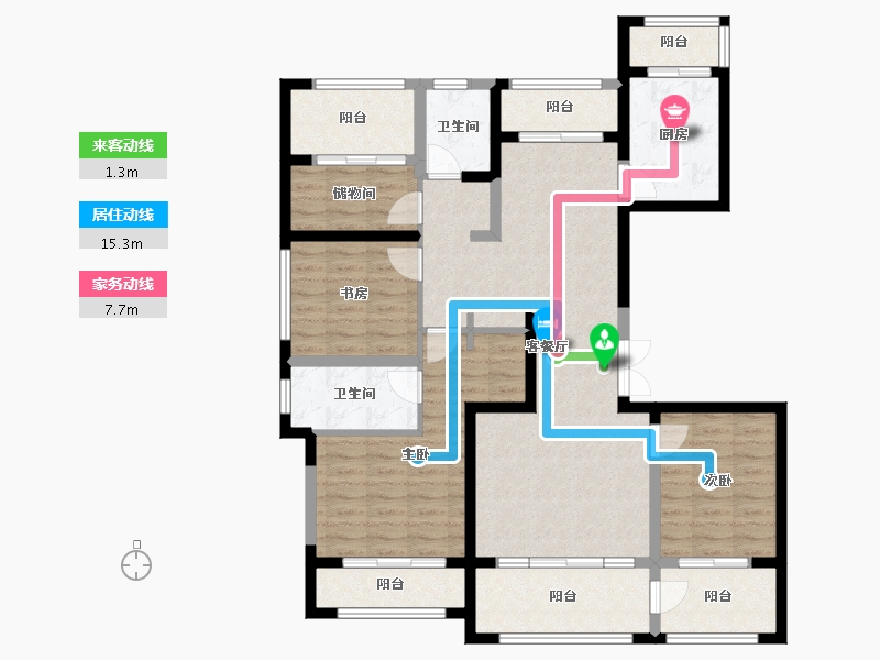 陕西省-西安市-绿城桂语江南-136.00-户型库-动静线