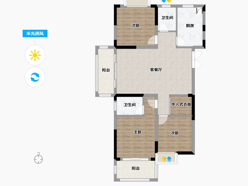 湖北省-宜昌市-公园壹号-100.23-户型库-采光通风