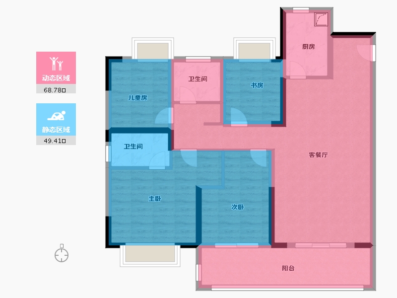 安徽省-阜阳市-天阜广场-105.00-户型库-动静分区