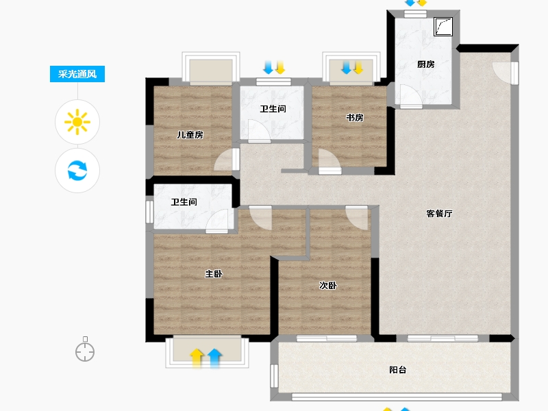 安徽省-阜阳市-天阜广场-105.00-户型库-采光通风