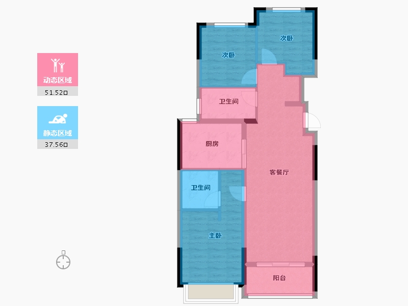 浙江省-金华市-富力三江都荟-86.14-户型库-动静分区