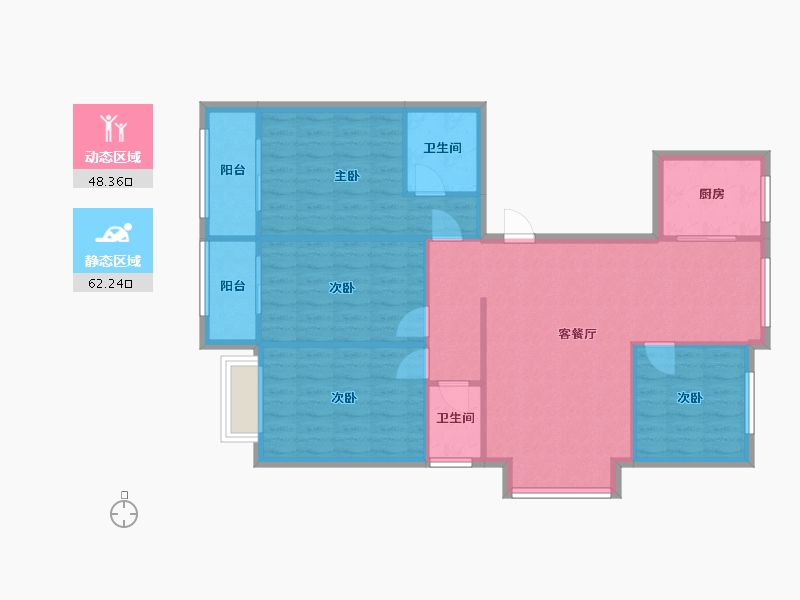 浙江省-金华市-东清雅苑-105.00-户型库-动静分区