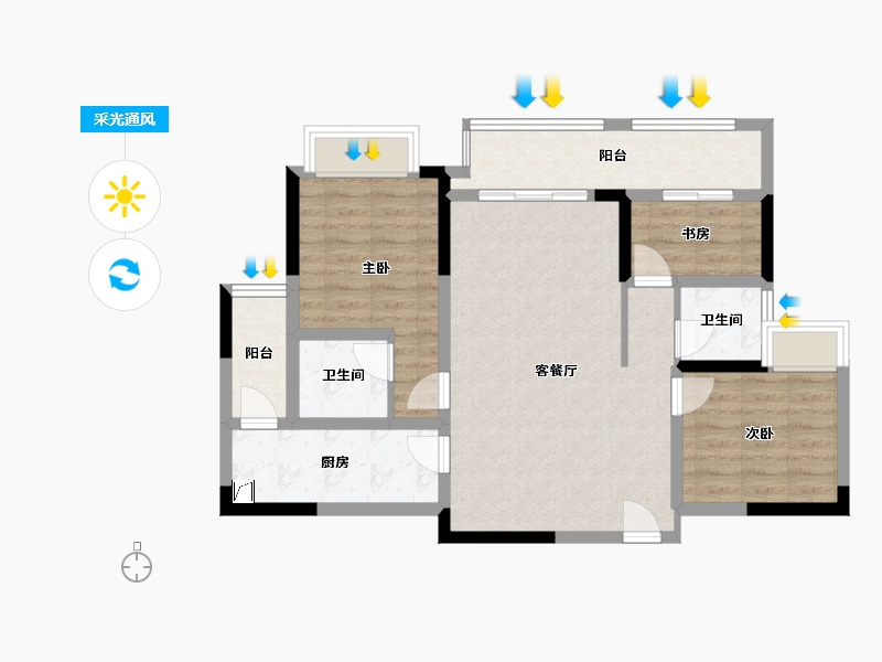 重庆-重庆市-首地江山赋-95.00-户型库-采光通风