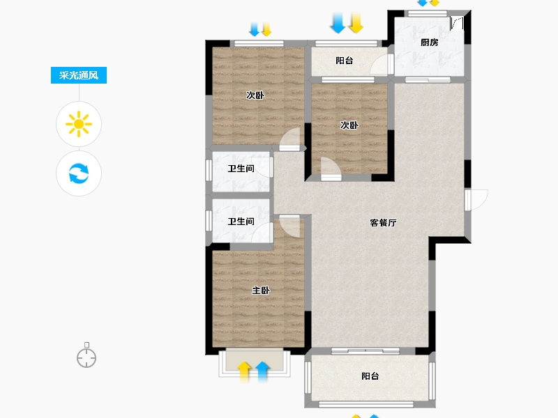 河南省-洛阳市-香堤小院-105.00-户型库-采光通风