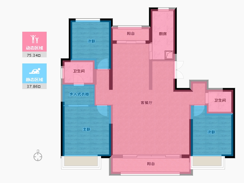 内蒙古自治区-包头市-景晟学府-147.00-户型库-动静分区