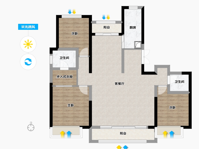 内蒙古自治区-包头市-景晟学府-147.00-户型库-采光通风