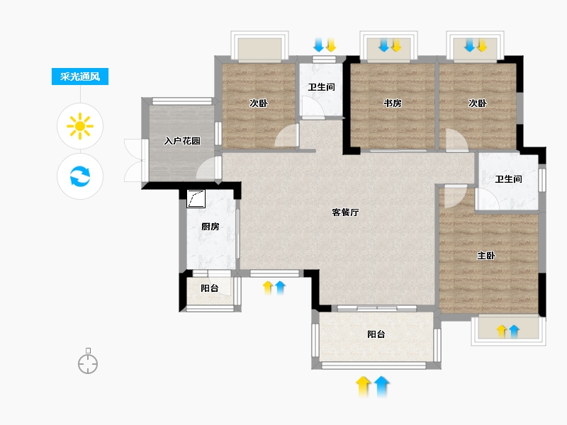 上海-上海市-新时代花园-110.00-户型库-采光通风