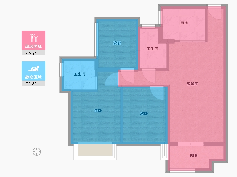 广东省-江门市-融信·大发·弘阳国樾府-73.00-户型库-动静分区