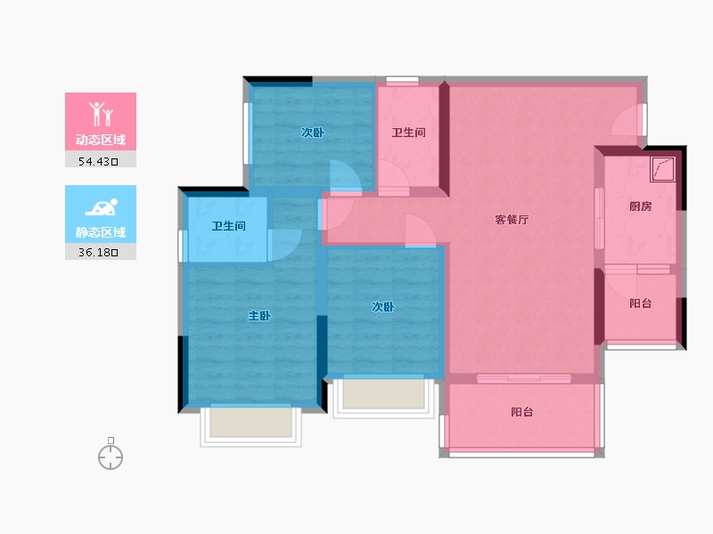 四川省-乐山市-碧桂园-青江府-87.00-户型库-动静分区