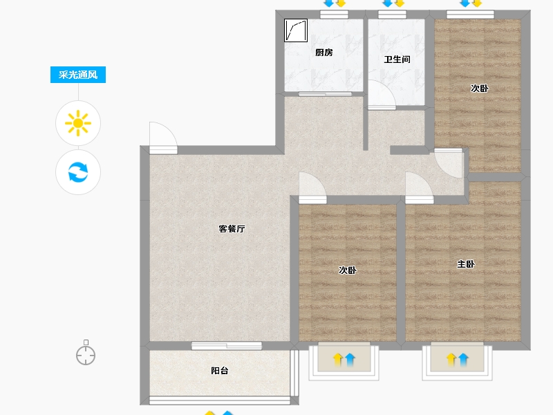 陕西省-咸阳市-望贤城启-98.00-户型库-采光通风