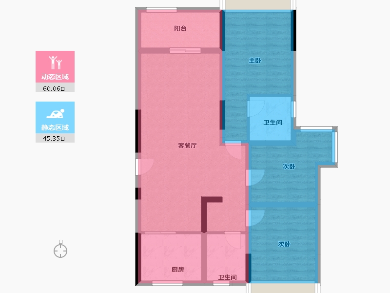 河南省-焦作市-屹峰公园壹号院-93.80-户型库-动静分区