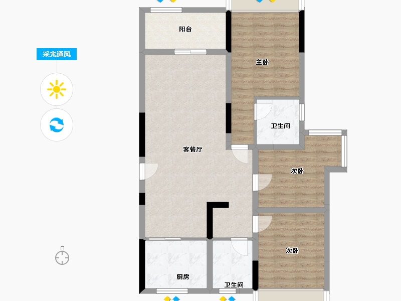 河南省-焦作市-屹峰公园壹号院-93.80-户型库-采光通风