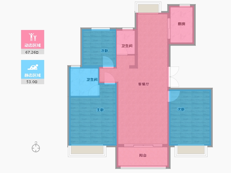 江苏省-宿迁市-富园桃苑-109.00-户型库-动静分区