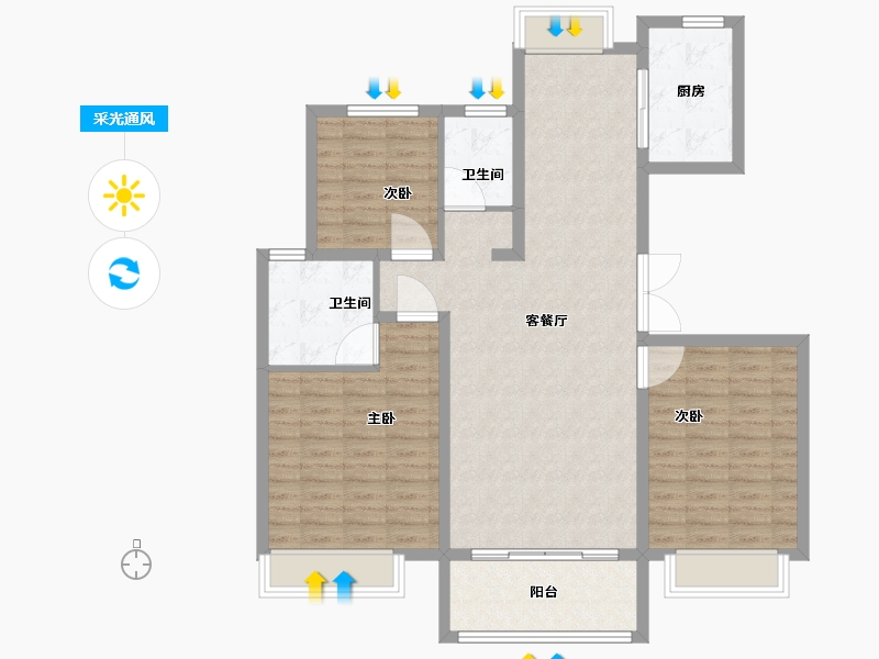 江苏省-宿迁市-富园桃苑-109.00-户型库-采光通风