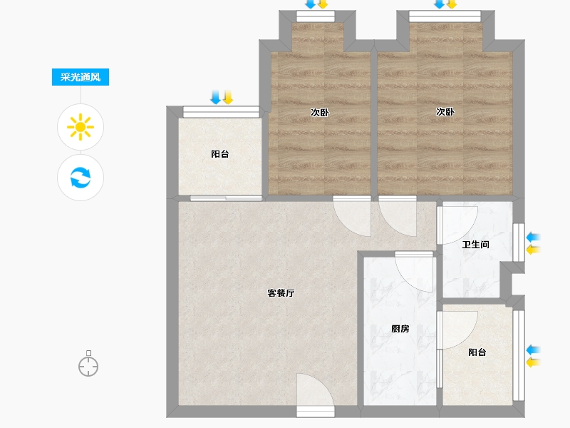 广东省-广州市-天鹿花园-南区-58.00-户型库-采光通风