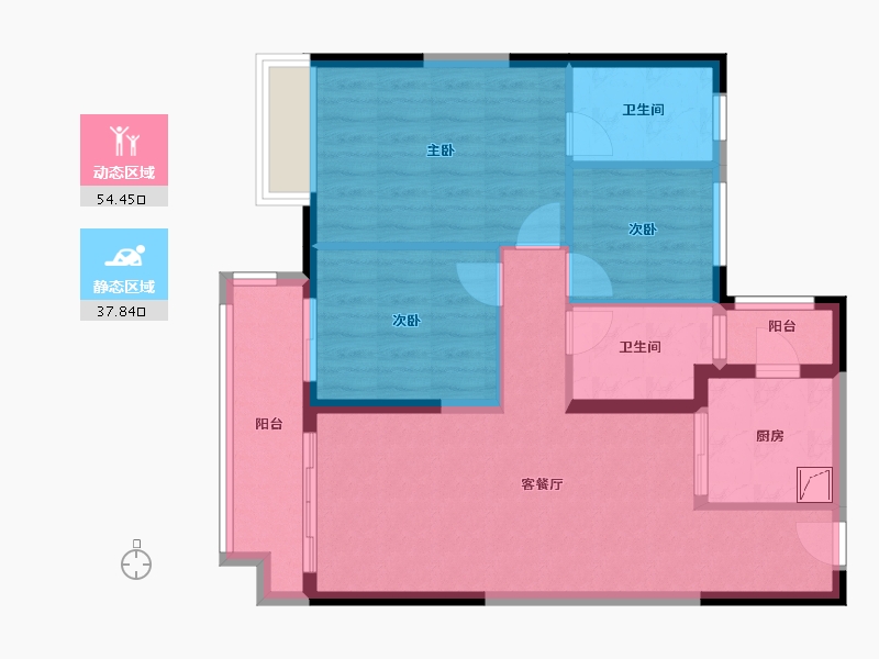 广东省-清远市-保利花园阅江府-84.42-户型库-动静分区