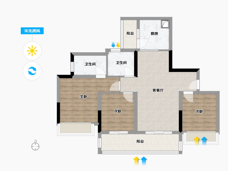 四川省-成都市-奥园锦官芳华-82.59-户型库-采光通风