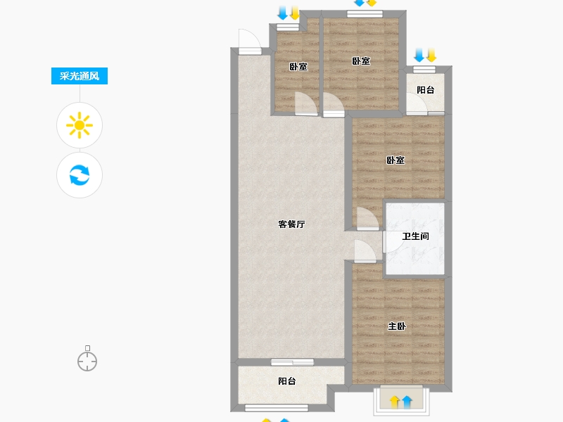 河北省-石家庄市-天鸿世家-99.60-户型库-采光通风