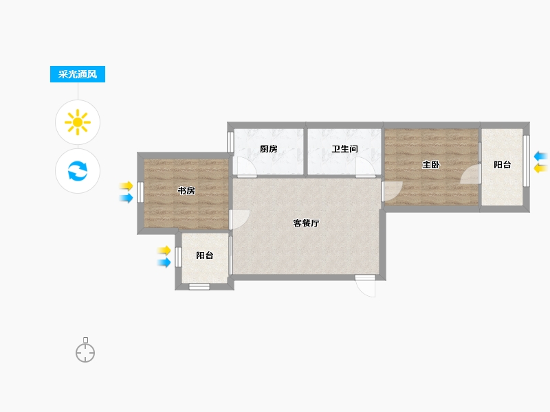 北京-北京市-东会新村-61.80-户型库-采光通风