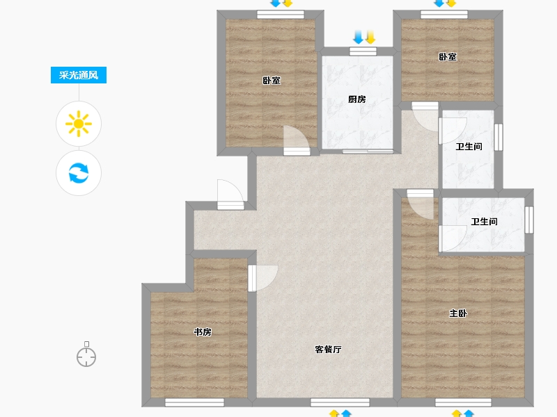 内蒙古自治区-赤峰市-星海明珠-106.30-户型库-采光通风