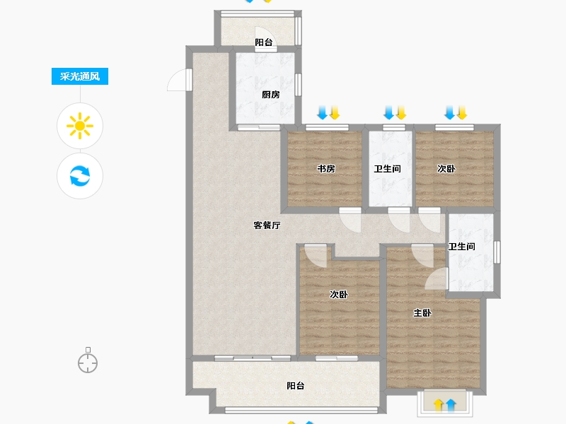 山东省-潍坊市-新力帝泊湾-123.48-户型库-采光通风