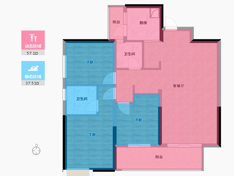 四川省-成都市-鉴湖栖郡-88.20-户型库-动静分区