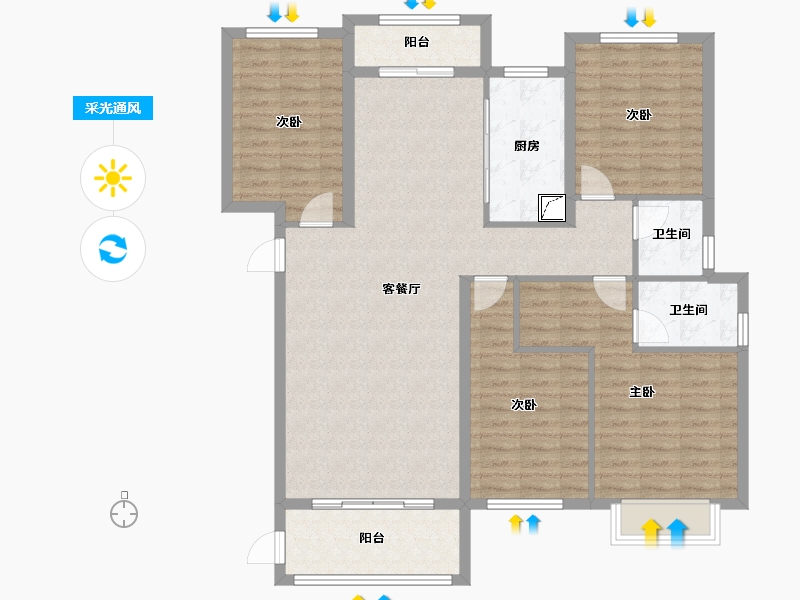 江西省-赣州市-壹号院-127.00-户型库-采光通风